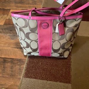 Brand new pink and tan small Coach purse